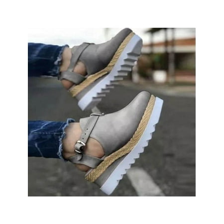 

Ritualay Womens Classic Tassel Round Toe Flat Pumps Thick Bottom Buckle Casual Beach Shoe