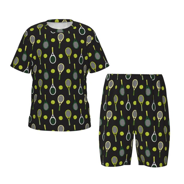 Balery Tennis Rackets Conjunto de Pijama Infantil de Manga Corta con Estampado – Ropa de Dormir de Algodón Suave-Small