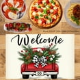 thumbnail image 2 of JOOCAR Welcome Christmas Red Truck Holiday Design Linen Table Mats Set of 4 for Home Kitchen Table Decor 12x18 inch, 2 of 5