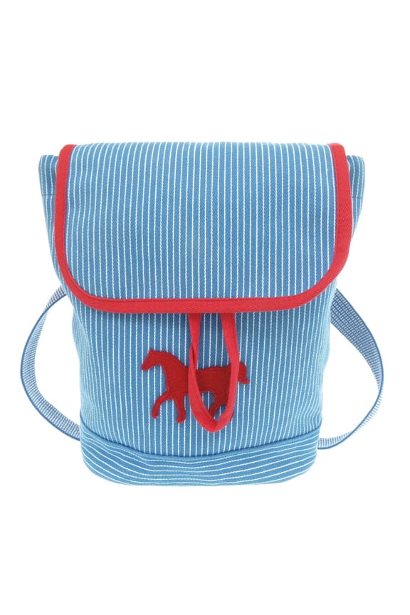 Pre-Owned Hermes Herms Kids Horse Caval Collar Cotton Blue Backpack/Daypack (Blue)... (Good)
