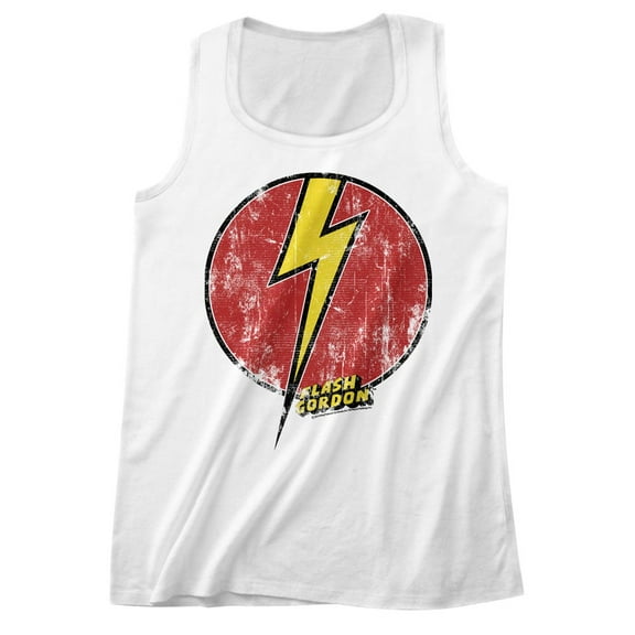 Flash Gordon Flash Bolt White Adult Tank Top
