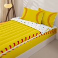 thumbnail image 3 of Erosebridal Classic Softball Stitch Zipper Twin Comforter Sets with Fitted Sheet and 2 Pillowcases,Yellow Ball Print Zipper Bedding Set For Boys,Polkadot Reversible,4-Piece, 3 of 7