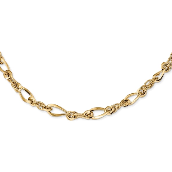 14K Yellow Gold Polished Fancy Link 18In Necklace (18 X 9.7) Made In Italy sf2422-18
