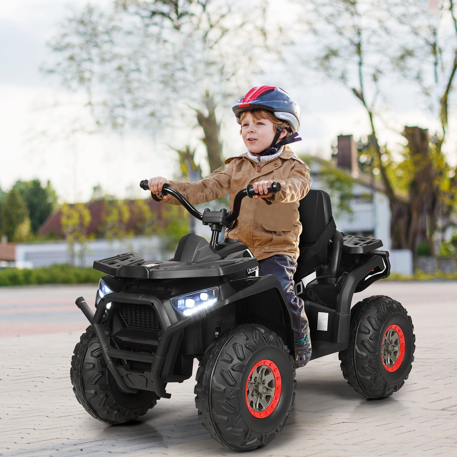 Infans 12V Kids Electric 4-Wheeler ATV Quad 2 Speeds Ride On Car w/MP3&LED Lights Black