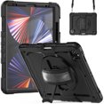 thumbnail image 2 of Case for iPad Pro 12.9 2022/2021/2020/2018 6th/5th/4th/3rd Gen with Screen Protector, 360 Degree Rotating Kickstand Hand Strap Shockproof Cover with Shoulder Strap, Black, 2 of 7