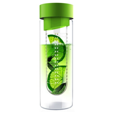 Ad-N-Art SWG11-GREEN/GREEN Flavour It-Glass Water Bottle Fruit Infuser in Green
