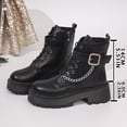 thumbnail image 3 of FRSASU Women's Buckle Chain Decor Platform Chunky Heel Boots Side Zipper Lace Up Non Slip Ankle Boots Black, 3 of 9