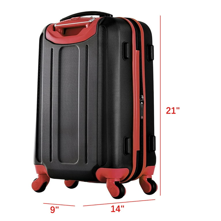 21 Inch Expandable Rolling Carry On 4 Wheel Spinner Luggage Suitcase with Aluminum Locking System Laptop Compartment and Interior Divider Black Red Walmart