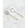 thumbnail image 3 of Yo Treasure Tiramisu Mother-of-Pearl Stainless Steel Ivory Gold Salad Server Set, Pack of 2, 3 of 4