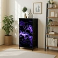 thumbnail image 7 of Boho Dresser for Bedroom with 4 Storage Drawers Marble Blue Ultra Violet Black Abstract Neon Purple Wave Gradient Dressers Chest of Drawers Steel Framed Fabric Closet Organizers for Entryway, 7 of 7