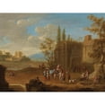 thumbnail image 2 of Franz de Paula Ferg 24x19 Gold Ornate Framed and Double Matted Museum Art Print Titled - A Landscape with Travellers Near Roman Ruins, 2 of 4