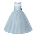thumbnail image 3 of Girls' Formal Dress Solid Sleeveless Long Princess Dress Flower Girl Wedding Birthday Dress Blue 14 Y-15 Y, 3 of 7