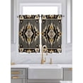 thumbnail image 2 of Kitchen Curtains 45 Inches length, Grey Orange Black Window Treatment Curtain Drapes, Geometric Boho Ethnic Southwestern Lightweight Window Panels for Living Room Bedroom, 52"x45", 2 Panels, 2 of 7
