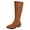Brown, variant on Women's Casual Versatile Cool Eye-Catching Thick Heel Long Round Toe Fall And Winter Style Comfortable Height-Enhancing Leather Mid-Calf Boots Brown Size 6.5