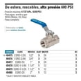 thumbnail image 2 of Valvula Esfera Roscable Foset 49479 1-1/2' Alta Presion, 2 of 2