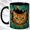 Black, variant on Tabby Cat Coffee Mug, Teal Wood Cat Mug, Ceramic 11 oz