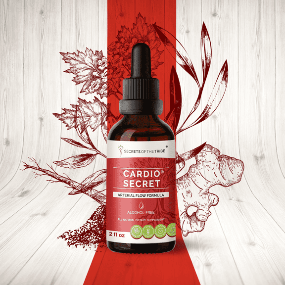 Secrets Of The Tribe Cardio Secret Blend Tincture Dietary Supplement, Natural Extract, Made from Hawthorn, Green tea, Olive, White Willow, Ginger, Parsley 2 oz