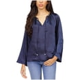 thumbnail image 1 of Michael Kors Womens Satin Bell Tunic Blouse, darkblue, XS, 1 of 1