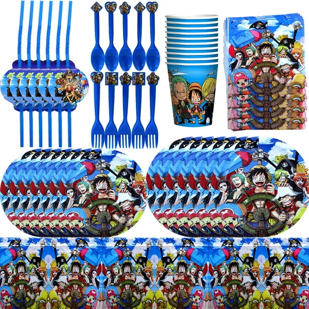 Anime One Piece Birthday Party Supplies For Kids, One Piece Party Decorations Include 7+9inch Plates,Paper cups,Straws,Napkins,Forks,Spoon,Tablecloth. Anime One Piece Birthday Party Supplies For Kids, One Piece Party Decorations Include 7+9inch Plates,Paper cups,Straws,Napkins,Forks,Spoon,Tablecloth.
