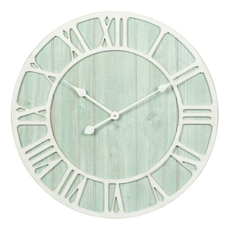 La Crosse Clock 23.5-Inch Harbor Tides Green-Blue Coastal Quartz Wall Clock, 404-4060