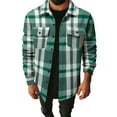 thumbnail image 2 of VgaVtl Green Shirts for Men Long Sleeve Big and Tall Collared Mens Tops Striped Loose Button up Cardigan Leisure Shirts,S, 2 of 5