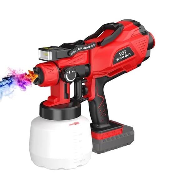 Paint Sprayer, Electric Cordless Handheld HVLP Spray Gun with LED Light, Battery Not Included