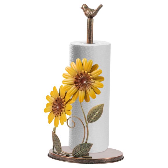 Ikoopy Sunflower Paper Towel Holder Sturdy Iron Napkin Holder Decorative Paper Towel Stand Sunflower Kitchen Accessories for Home Toilet Bedroom Countertop