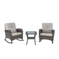 thumbnail image 2 of PARKWELL 3-Piece Wicker Rocking Chair with Side Table and Cushions - Outdoor Patio Bistro Set - Brown Wicker, Beige Cushions, 2 of 13