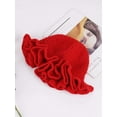 thumbnail image 3 of Deago Women Crochet Bucket Hat Cute Winter Ruffled Brim Floppy Cap Handmade Knit Cloche Hats (Red), 3 of 9