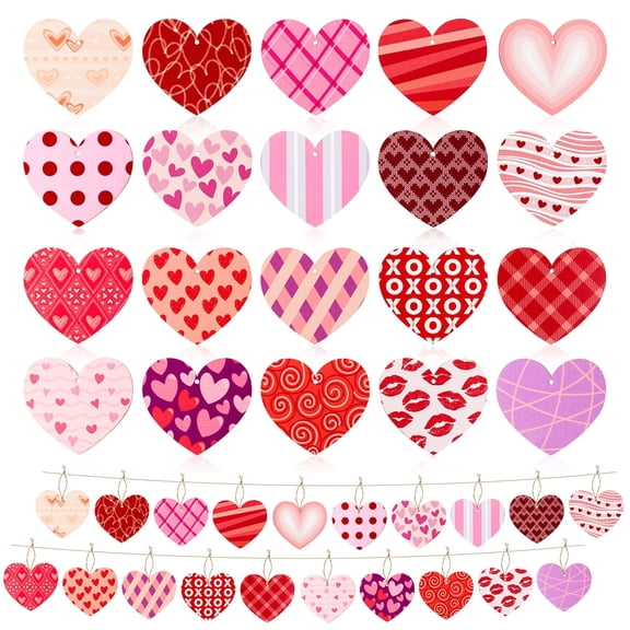 Haooryx Heart Wooden Pendant for Valentine's Day Decor,Heart Shape Pendant for Gift Decor