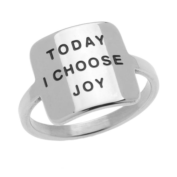 Women's Geometric Square Stainless Steel Women's Inspirational Ring - Today I Choose Joy Inspirational Jewelry & Gifts, Size 6 to 9