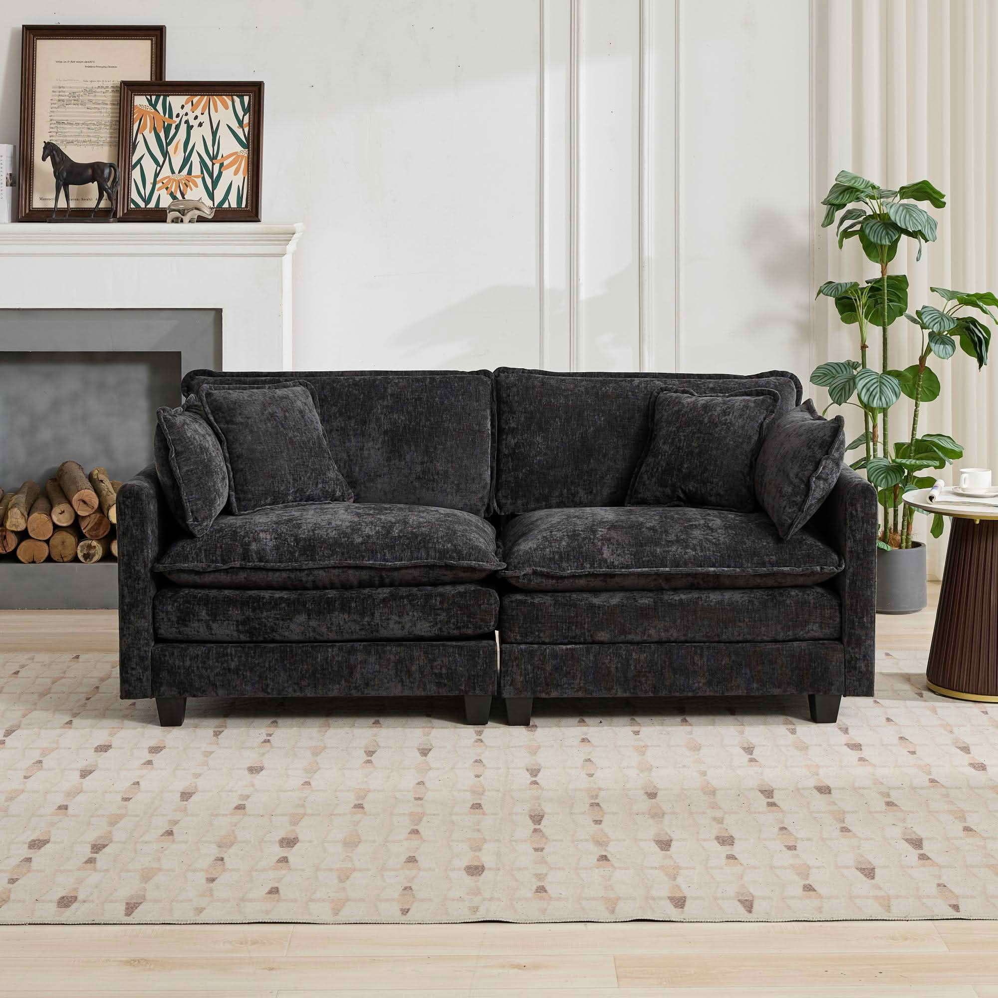 MAYEERTY 76.7 Inch Cloud Loveseat Sofa, Chenille Modular Sectional Couch with Double‑Layer Cushion for Living Room Apartment