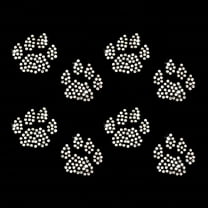 Set of 8 Clear Cat Dog Tiger Wildcat Paw Print Tracks Iron-on Crystal Rhinestone Transfer Bling by JCS Rhinestones