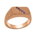 thumbnail image 1 of LBG British Made 14k Rose Gold Real Natural Amethyst Mens band Ring - 33 size options - Size 8, 1 of 6