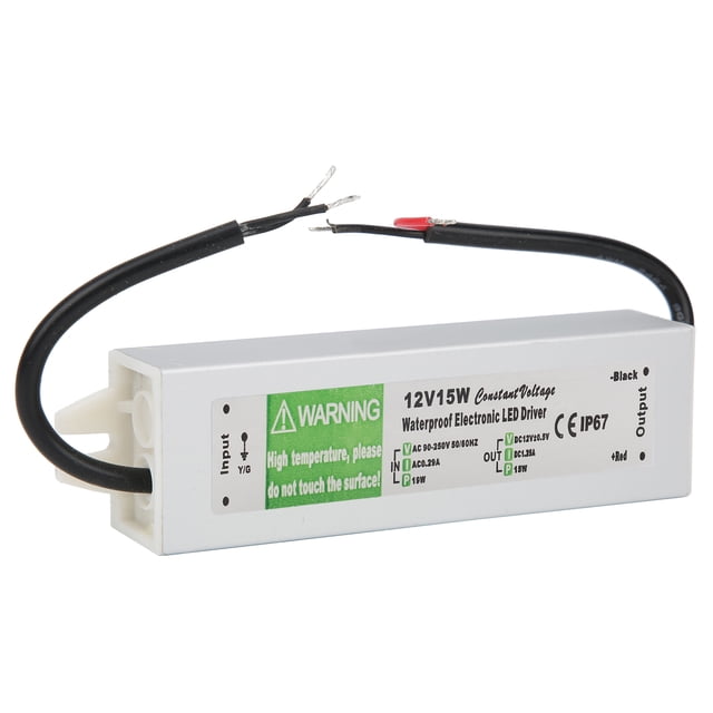 Pilote d'Alimentation LED, Alimentation Étanche 15W, Faible Courant Continu Ondulation AC90-250V LED Barres Lumineuses pour Projecteurs LED DC12V