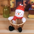 thumbnail image 5 of Santa Claus Snowman Candy Storage Bamboo Basket Christmas Gift Desktop Ornament Blue Cloth, 5 of 6