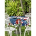thumbnail image 3 of Outdoor Tablecloth with Umbrella Hole for Patio/Picnic/Party/Camping, 4th of July Waterproof Table Cloth Round Cover Washable, Independence Day Patriotic Flowers American Cat (Dia 54"), 3 of 9