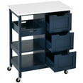 thumbnail image 3 of Dextrus Kitchen Island Cart, 26.4"L Kitchen Storage Cart with Shelves & Drawers, Blue, 3 of 6