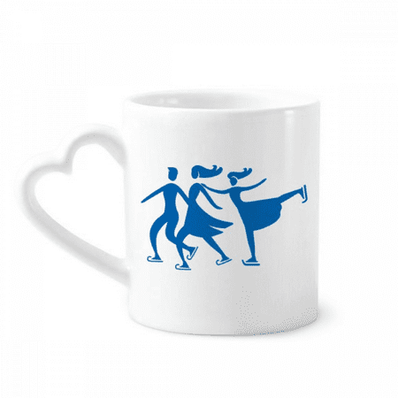 

Skiing Winter Sport Blue Outline Pattern Mug Coffee Cerac Drinkware Glass Heart Cup