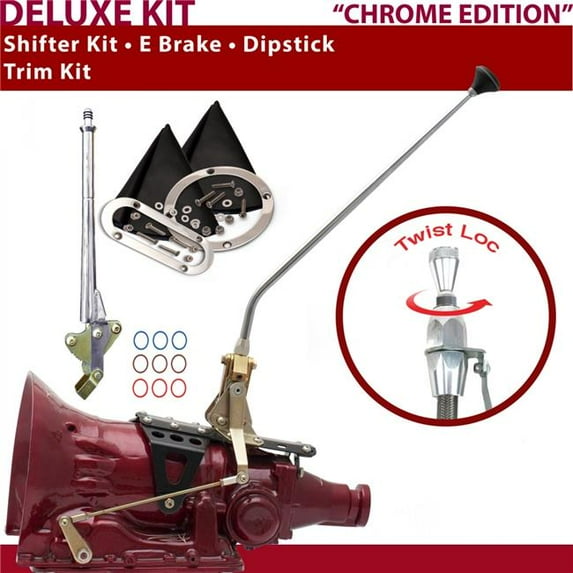 American Shifter FMX Shifter Kit Chrome 23 in. E Brake Trim Kit Dipstick for DC52F