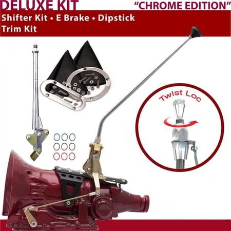 American Shifter C4 Shifter Kit Chrome 23 in. E Brake Trim Kit Dipstick for F776D