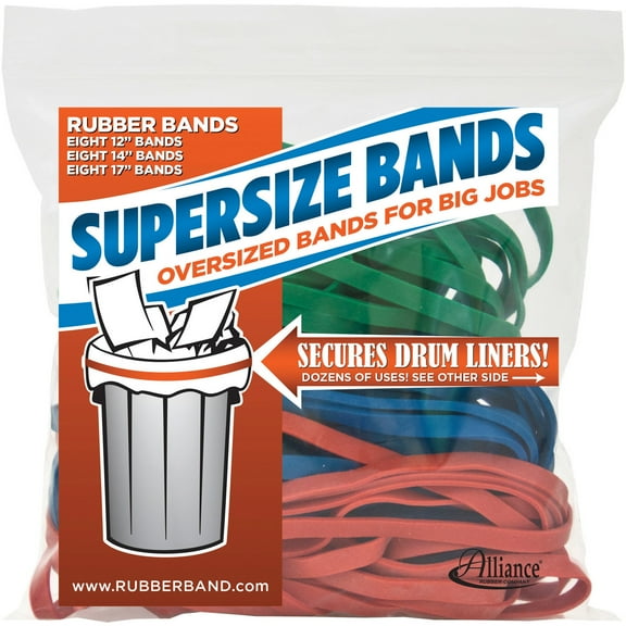 Supersize Bands, 0.25" Width X Assorted Lengths, 4,060 Psi Max Elasticity, Assorted Colors, 24/pack | Bundle of 5 Packs