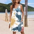 thumbnail image 6 of Nrmvnmi Summer Dresses for Women 2024 Beach Loose V Neck Sleeveless Mini Dress Floral Printed Casual Sundress with Pockets Boho Floral T-Shirts Dress Tank Dresses Blue SMothers Day Gifts, 6 of 6