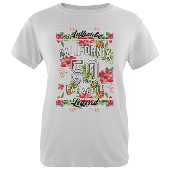 Floral Paradise Found California Womens Organic T Shirt White SM