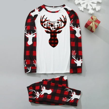 

Men Long Sleeve Plaid Print Top And Pants Classic Matching Family Pajamas Outfit