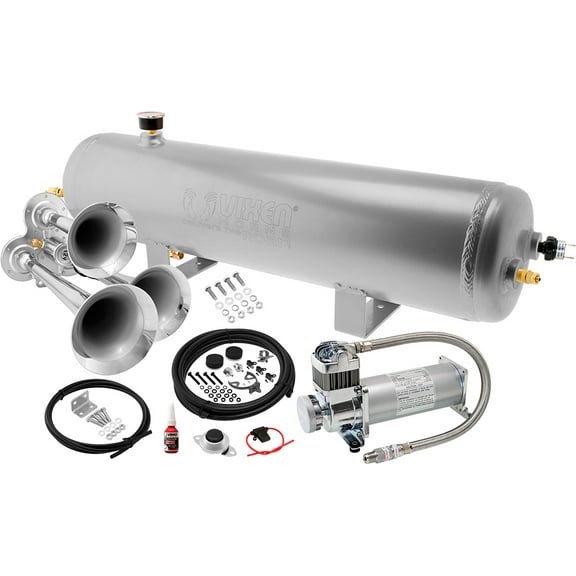 Vixen Horns Train Horn Kit for Trucks/Car/Semi. Complete Onboard System- 200psi Air Compressor, 3 Gallon Aluminum Tank, 3 Trumpets. Super Loud dB. Fits Vehicles like Pickup/Jeep/SUV VXO8330APRO/3114C