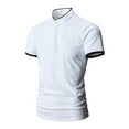 thumbnail image 1 of BOBOGOJP Polo à Col en V pour Homme, Manches Courtes, Imprimé, Performance, Évacuation de l'Humidité, Polo (Blanc, TG), 1 of 2