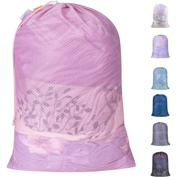 Label and lockable drawstring closure Pink Heavy Duty Large Mesh Laundry Bag Washable Laundry Bag