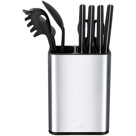 

Stainless Steel Universal Knife Block Holder with Slots for Scissors and Sharpening Rod Easy Cleaning for Kitchen Counter