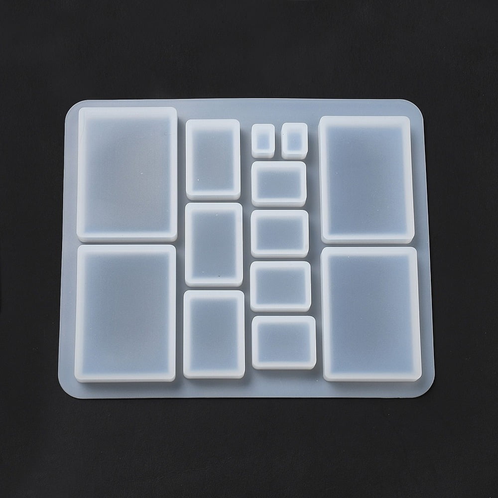 DIY Cabochons Molds Resin Casting Molds for UV Resin Epoxy Resin Jewelry Making Rectangle Pattern 150x125x8mm Inner Diameter: 10~52x7~37mm